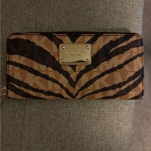 Michael Kors Zebra Stripe Wallet in Brown and Tan